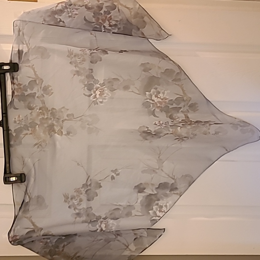 Sheer Gray Floral Triangle Scarf